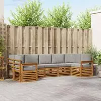 vidaXL Outdoor-Sofagarnitur 7 stk. Natur und Hellgrau