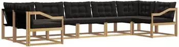 vidaXL Outdoor-Sofagarnitur mit Kissen, 7-tlg., wei&szlig; und schwarz (3389054)