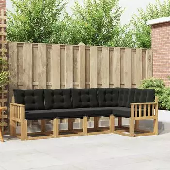 vidaXL Outdoor-Sofagarnitur mit Kissen 5-tlg., wei&szlig; und schwarz (3389474)