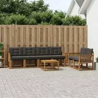 vidaXL Outdoor-Sofagarnitur 7 stk. Nat&uuml;rlich und Schwarz