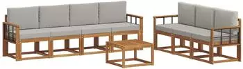 vidaXL Outdoor-Sofagarnitur mit Kissen, 8-tlg., natur und hellgrau (3366124)