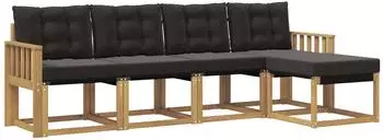 vidaXL Outdoor-Sofagarnitur mit Kissen 5-tlg., wei&szlig; und schwarz (3389378)