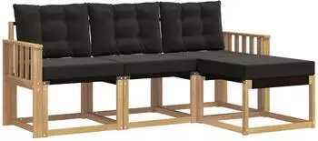 vidaXL Outdoor-Sofagarnitur mit Kissen 4-tlg., wei&szlig; und schwarz (3389354)