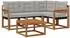 vidaXL Outdoor-Sofagarnitur mit Kissen, 5-tlg., natur und hellgrau (3368634)