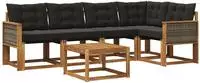 vidaXL Outdoor-Sofagarnitur 6 stk. Natur und Schwarz