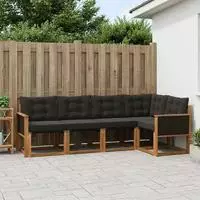 vidaXL Outdoor-Sofagarnitur 5 stk. Natur und Schwarz