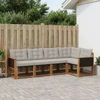 vidaXL Outdoor-Sofagarnitur 5 stk. Nat&uuml;rlich und Hellgrau