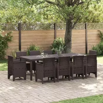 vidaXL Garten-Essgruppe 11-tlg. braun Polypropylen (3378598)