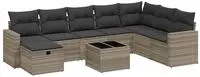 vidaXL 9-tlg. Garten-Sofagarnitur mit Kissen Hellgrau Poly Rattan