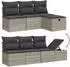 vidaXL Garten-Sofagarnitur 9-tlg. mit Kissen, hellgrau, Poly Rattan (3263598)