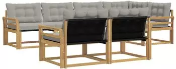 vidaXL Outdoor-Sofagarnitur 7-tlg. wei&szlig; und hellgrau (3388781)