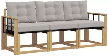 vidaXL Outdoor-Sofagarnitur 3-tlg. wei&szlig; und hellgrau (3389169)