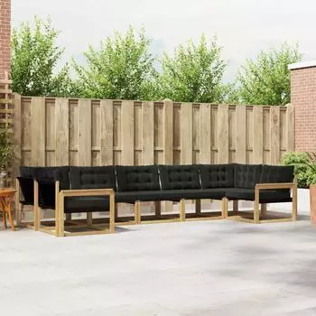 vidaXL Outdoor-Sofagarnitur mit Kissen, 7-tlg., wei&szlig; und schwarz (3389038)
