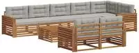 vidaXL Outdoor-Sofagarnitur 9 stk. Nat&uuml;rlich und Hellgrau