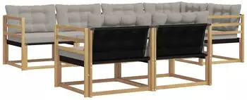 vidaXL Outdoor-Sofagarnitur 7-tlg. wei&szlig; und hellgrau (3388769)