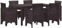 vidaXL Garten Essgruppe 7 stk. Braun Polt Rattan