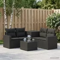 vidaXL Sofa Set 6 stk. Schwarz 55 x 55 x 37 cm Polyrattan und Stahl