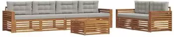 vidaXL Outdoor-Sofagarnitur mit Kissen 7-tlg., natur und hellgrau (3373066)