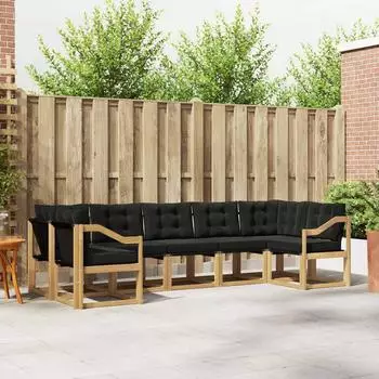 vidaXL Outdoor-Sofagarnitur mit Kissen, 7-tlg., wei&szlig; und schwarz (3389846)