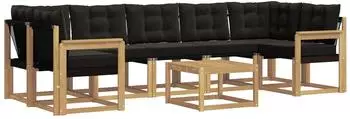 vidaXL Outdoor-Sofagarnitur mit Kissen, 8-tlg., wei&szlig; und schwarz (3389302)