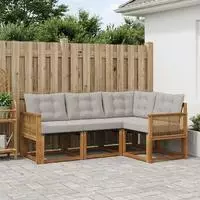 vidaXL Outdoor-Sofagarnitur 4 stk. Natur und Hellgrau
