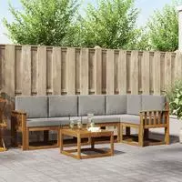 vidaXL Outdoor-Sofagarnitur 6 stk. Nat&uuml;rlich und Hellgrau