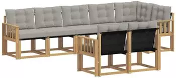 vidaXL Outdoor-Sofagarnitur 8-tlg. wei&szlig; und hellgrau (3389593)