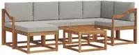 vidaXL Outdoor-Sofagarnitur 7 stk. Nat&uuml;rlich und Hellgrau