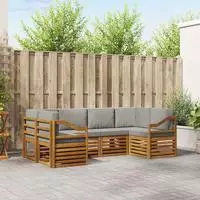 vidaXL Outdoor-Sofagarnitur 6 stk. Nat&uuml;rlich und Hellgrau