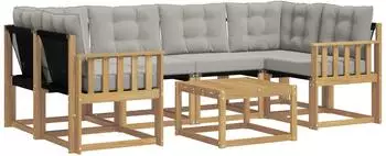 vidaXL Outdoor-Sofagarnitur 7-tlg. wei&szlig; und hellgrau (3389257)