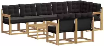 vidaXL Outdoor-Sofagarnitur 9-tlg. wei&szlig; und schwarz (3389614)