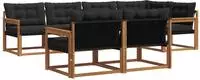 vidaXL Outdoor-Sofagarnitur 7 stk. Nat&uuml;rlich und Schwarz