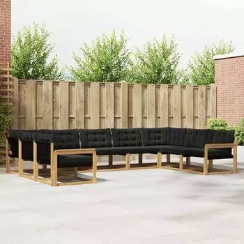 vidaXL Outdoor-Sofagarnitur mit Kissen, 9-tlg., wei&szlig; und schwarz (3389062)