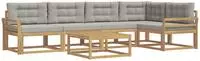 vidaXL Outdoor-Sofagarnitur 6 stk. Wei&szlig; und Hellgrau Polyester