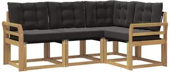 vidaXL Outdoor-Sofagarnitur 4-tlg. mit Kissen, wei&szlig;/schwarz (3389430)