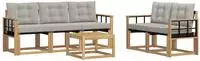 vidaXL Outdoor-Sofagarnitur 6 stk. Wei&szlig; und Hellgrau