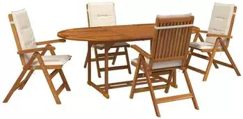 vidaXL Garten-Esszimmer-Set 5-teilig, Akazien-Massivholz, natur (3434482)