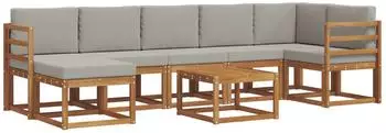 vidaXL Outdoor-Sofagarnitur 8-tlg., natur und hellgrau (3366729)
