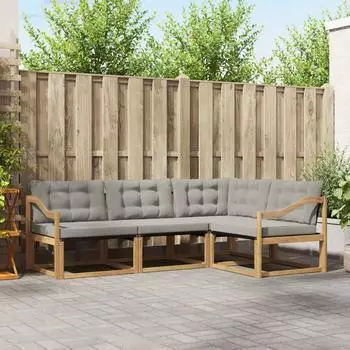 vidaXL Gartenlounge-Set 4-tlg. wei&szlig; und hellgrau (3388645)