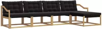 vidaXL Outdoor-Sofagarnitur mit Kissen 5-tlg., wei&szlig; und schwarz (3388598)