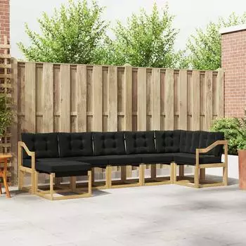 vidaXL Outdoor-Sofagarnitur mit Kissen, 7-tlg., wei&szlig; und schwarz (3389702)