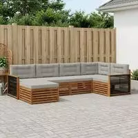 vidaXL Outdoor-Sofagarnitur 6 stk. Natur und Hellgrau