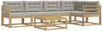 vidaXL Outdoor-Sofagarnitur 6 stk. Wei&szlig; und Hellgrau Polyester
