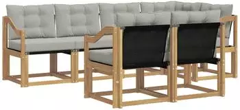 vidaXL Outdoor-Sofagarnitur 7-tlg. wei&szlig; und hellgrau (3389581)