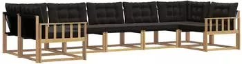 vidaXL Outdoor-Sofagarnitur mit Kissen, 7-tlg., wei&szlig; und schwarz (3389042)