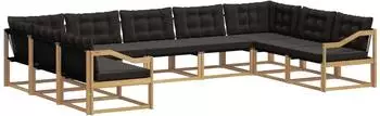 vidaXL Outdoor-Sofagarnitur mit Kissen, 9-tlg., wei&szlig; und schwarz (3389078)