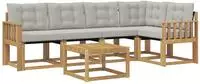 vidaXL Outdoor-Sofagarnitur 6 stk. Wei&szlig; und Hellgrau