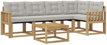 vidaXL Outdoor-Sofagarnitur mit Kissen, 6-tlg., wei&szlig; und hellgrau (3389497)