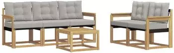 vidaXL Outdoor-Sofagarnitur 6-tlg. wei&szlig; und hellgrau (3389205)