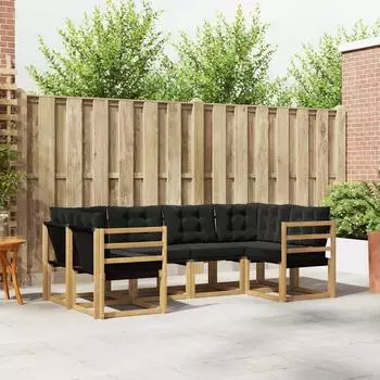 vidaXL Outdoor-Sofagarnitur mit Kissen, 6-tlg., wei&szlig; und schwarz (3389802)